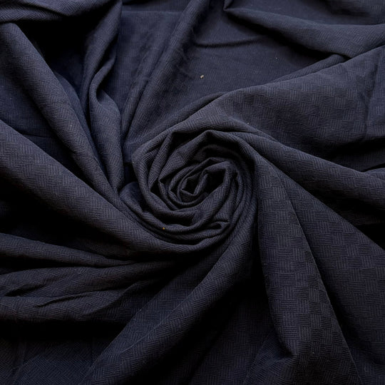 Falling Asleep Before Midnight - Cotton Woven - Dark Navy Geometric - 2.7M Bundle - True Deadstock fabric Fabric by private - Sustainable Textile | FABCYCLE