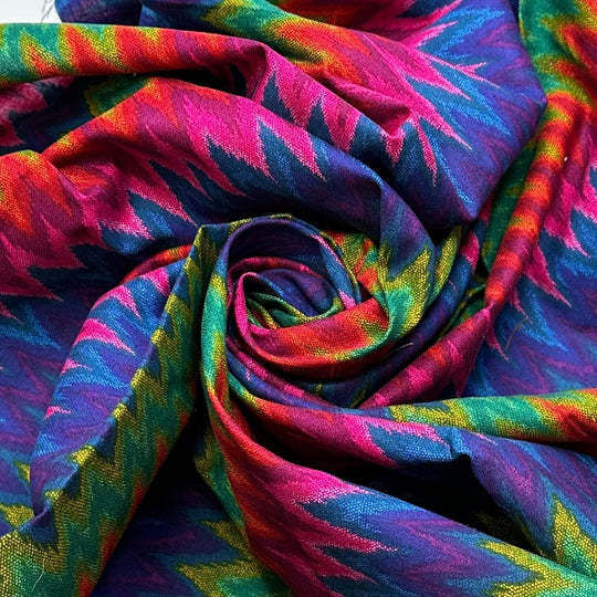 Falling Asleep With The Tv On - Screen Printed Cotton Woven - Multi Geometric - 0.95M Bundle - True Deadstock fabric Fabric by private - Sustainable Textile | FABCYCLE