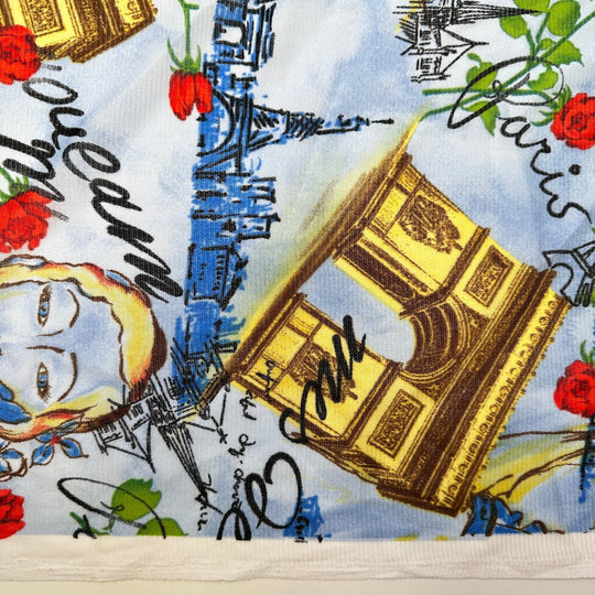 Falling In Love Abroad - Vintage Mesh Polyester Blend Knit - Light Blue Multi Paris - 2.35M Bundle - True Deadstock fabric Fabric by private - Sustainable Textile | FABCYCLE