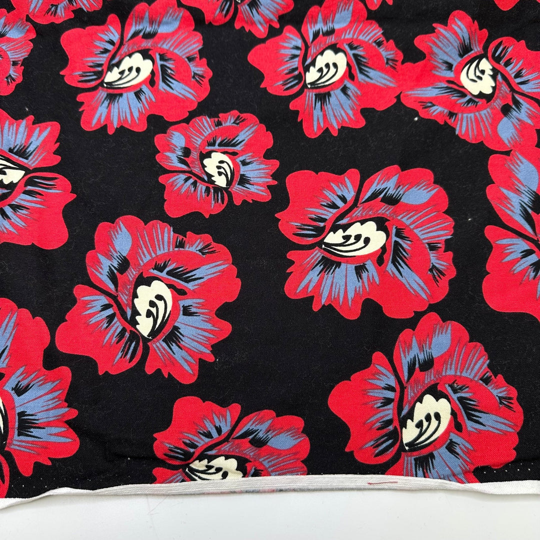 Family Drama - Cotton Woven - Black/Red Floral - 2M Bundle - True Deadstock fabric Fabric by private - Sustainable Textile | FABCYCLE