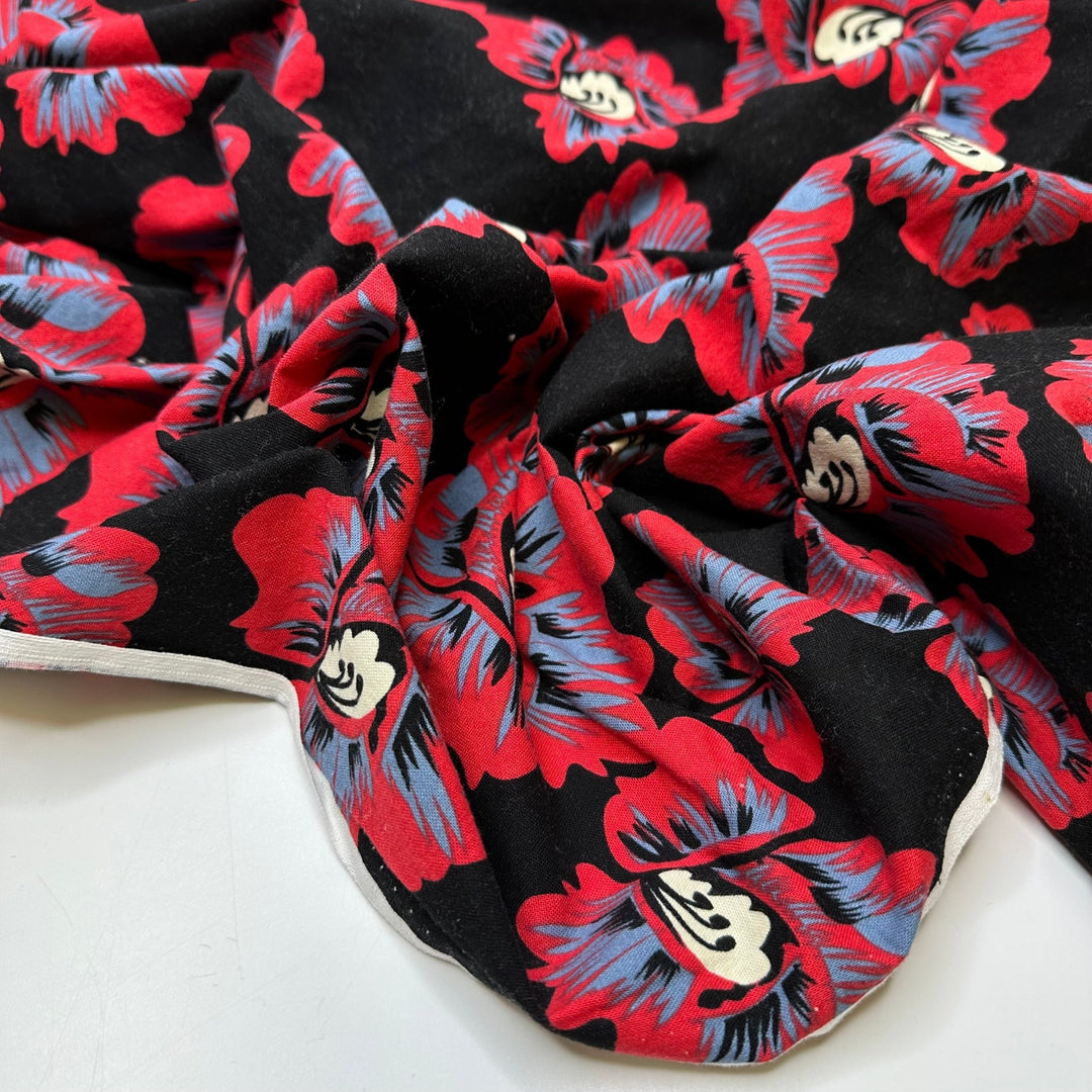 Family Drama - Cotton Woven - Black/Red Floral - 2M Bundle - True Deadstock fabric Fabric by private - Sustainable Textile | FABCYCLE