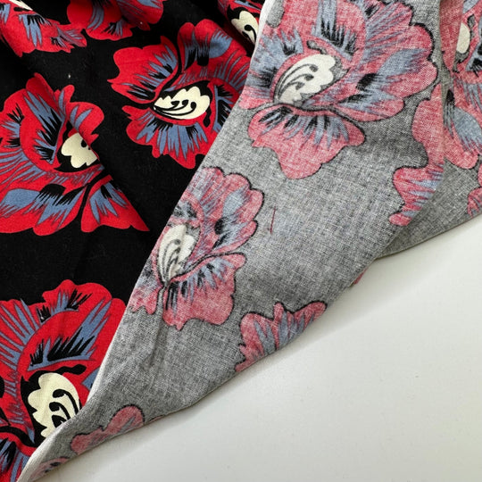 Family Drama - Cotton Woven - Black/Red Floral - 2M Bundle - True Deadstock fabric Fabric by private - Sustainable Textile | FABCYCLE
