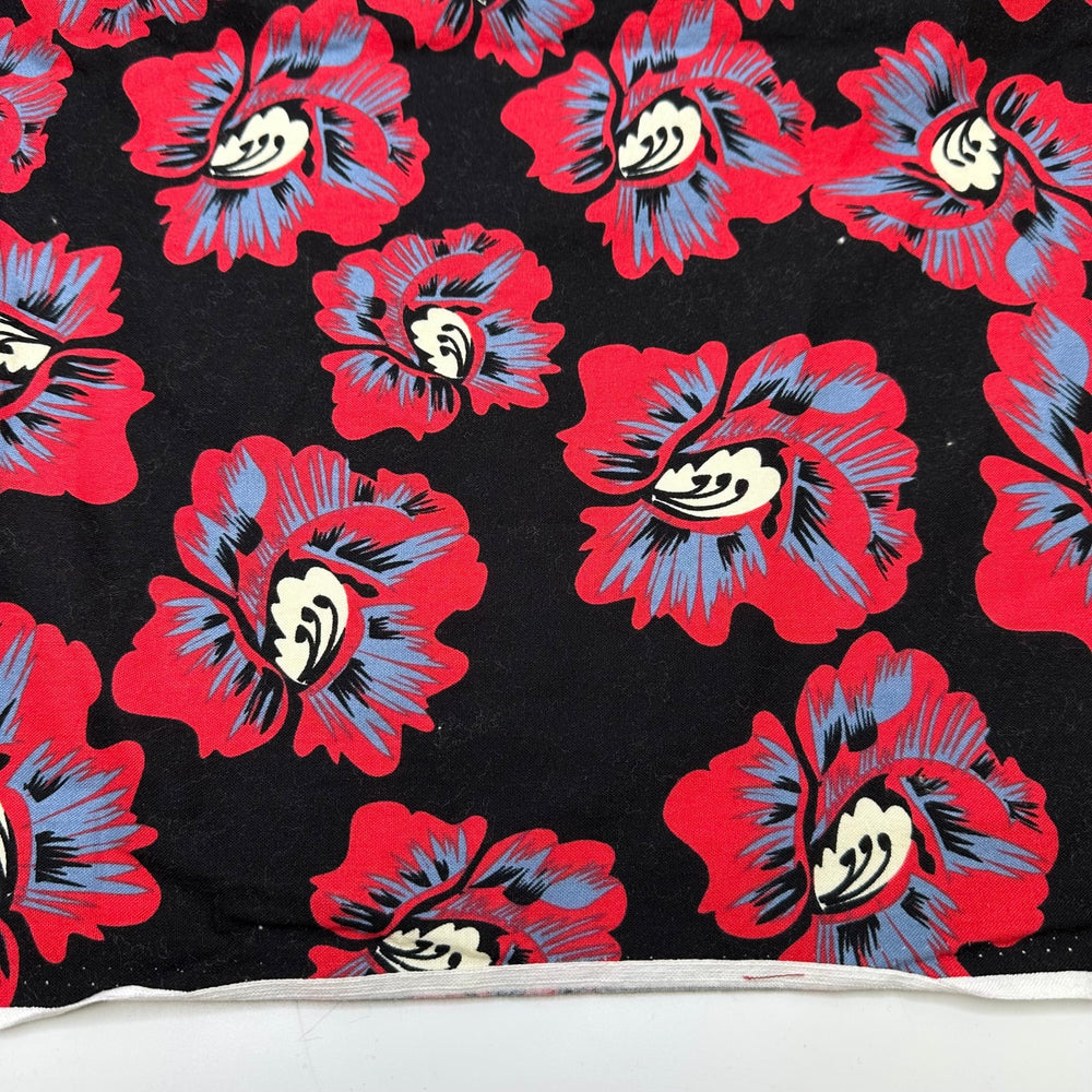 Family Drama - Cotton Woven - Black/Red Floral - 2M Bundle - True Deadstock fabric Fabric by private - Sustainable Textile | FABCYCLE