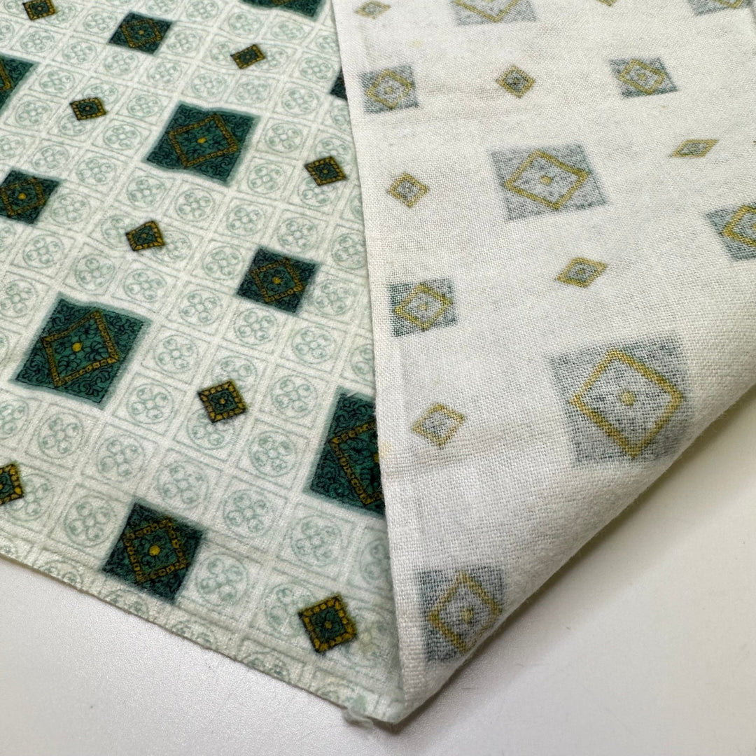 Fancy Dinner - Brushed Cotton Blend Woven - Green Multi Geometric - 1.4M Bundle - True Deadstock fabric Fabric by private - Sustainable Textile | FABCYCLE