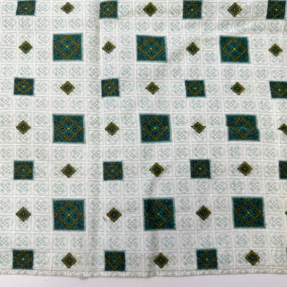 Fancy Dinner - Brushed Cotton Blend Woven - Green Multi Geometric - 1.4M Bundle - True Deadstock fabric Fabric by private - Sustainable Textile | FABCYCLE