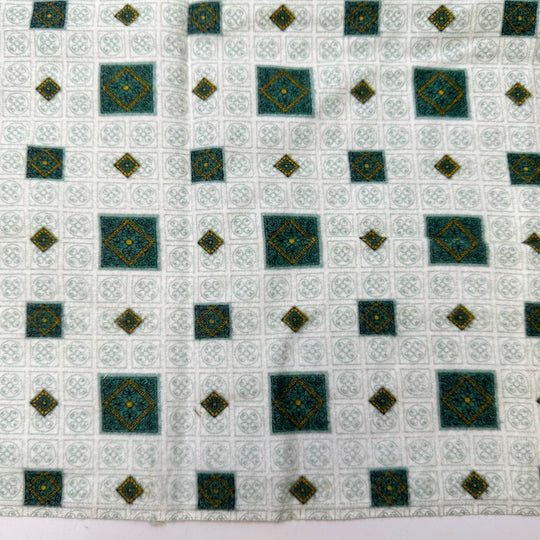 Fancy Dinner - Brushed Cotton Blend Woven - Green Multi Geometric - 1.4M Bundle - True Deadstock fabric Fabric by private - Sustainable Textile | FABCYCLE