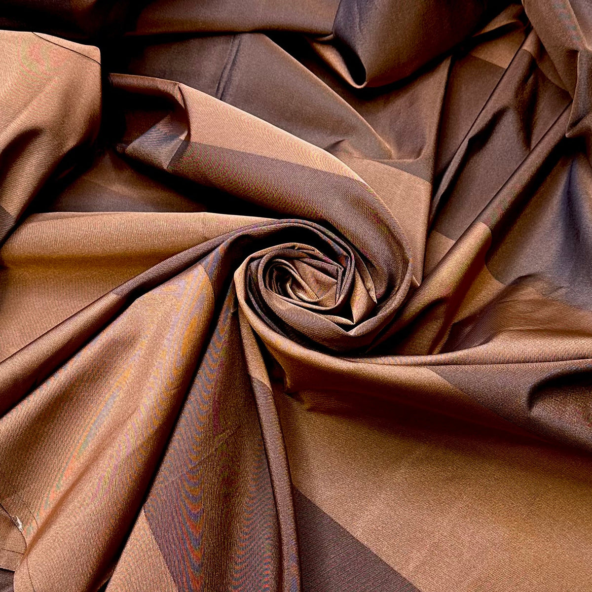 Fancy Hot Chocolate - Taffeta Poly Woven - Brown Stripes - 1.9M Bundle - True Deadstock fabric Fabric by private - Sustainable Textile | FABCYCLE