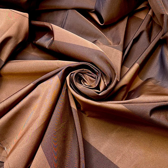 Fancy Hot Chocolate - Taffeta Poly Woven - Brown Stripes - 1.9M Bundle - True Deadstock fabric Fabric by private - Sustainable Textile | FABCYCLE
