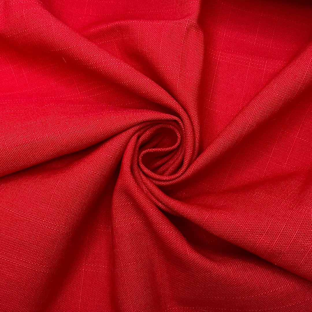 Fangs For The Memories - Slub In The Weave Cotton Woven - Red - 1.4M Bundle - True Deadstock fabric Fabric by private - Sustainable Textile | FABCYCLE