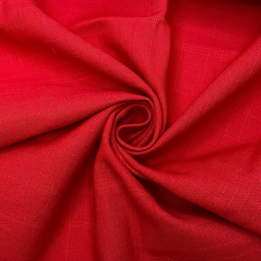 Fangs For The Memories - Slub In The Weave Cotton Woven - Red - 1.4M Bundle - True Deadstock fabric Fabric by private - Sustainable Textile | FABCYCLE