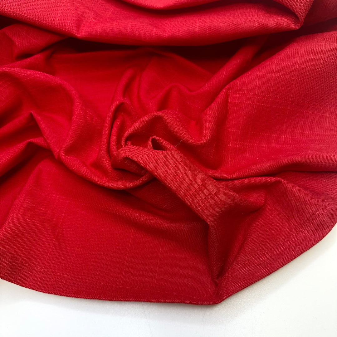 Fangs For The Memories - Slub In The Weave Cotton Woven - Red - 1.4M Bundle - True Deadstock fabric Fabric by private - Sustainable Textile | FABCYCLE