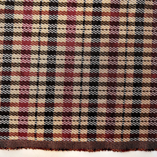 Fashion Designer - Poly Knit - Burgundy Multi Plaid - 1.2M Bundle - True Deadstock fabric Fabric by private - Sustainable Textile | FABCYCLE
