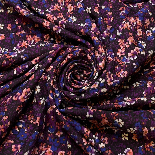 Fashionably Late - Poly Woven - Purple Multi Floral - 1.5M Bundle - True Deadstock fabric Fabric by private - Sustainable Textile | FABCYCLE