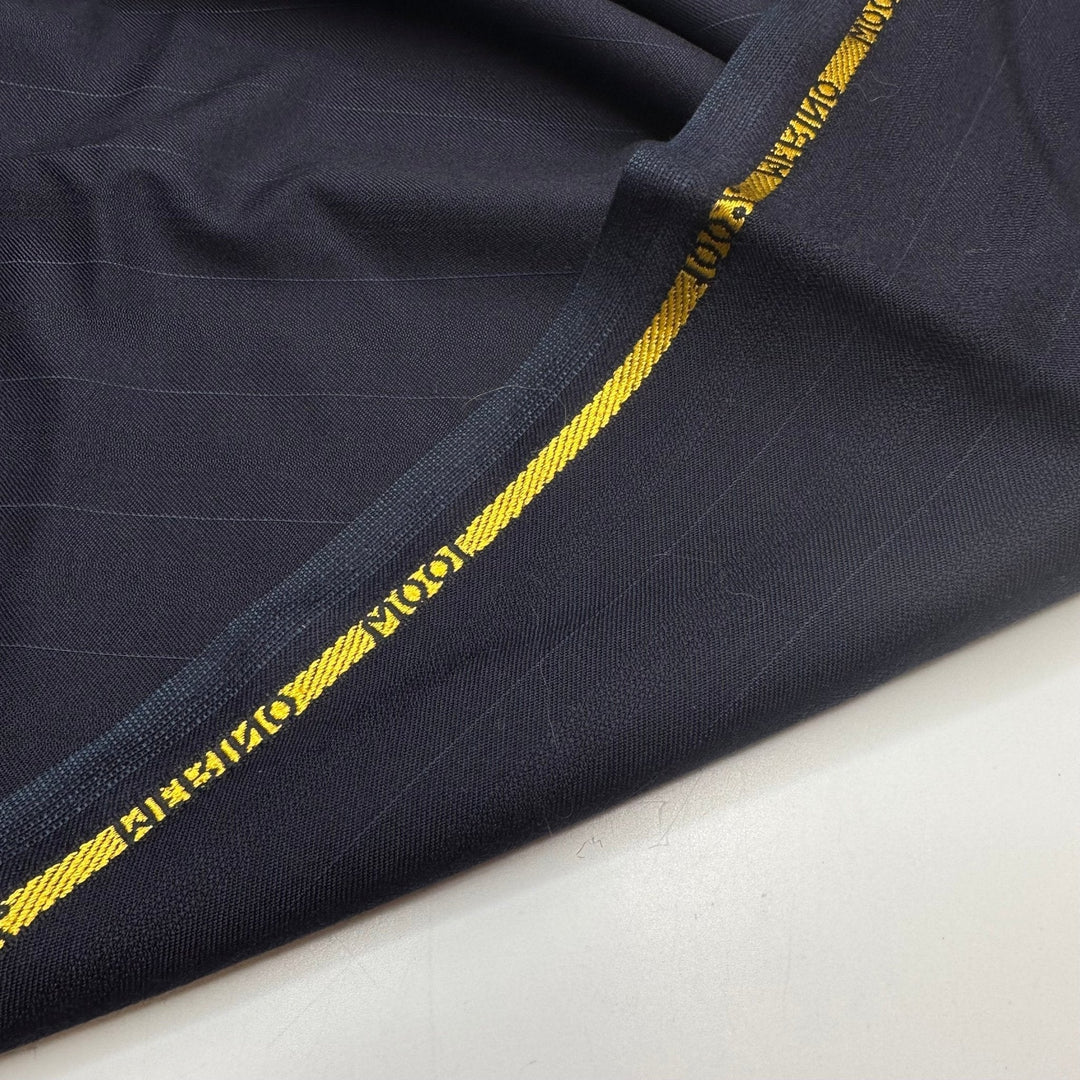 Favourite Mugs - Pinstripe Wool Woven - Navy/Blue Pinstripe - 2M Bundle - True Deadstock fabric Fabric by private - Sustainable Textile | FABCYCLE