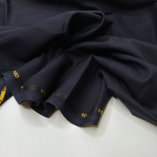 Favourite Mugs - Pinstripe Wool Woven - Navy/Blue Pinstripe - 2M Bundle - True Deadstock fabric Fabric by private - Sustainable Textile | FABCYCLE
