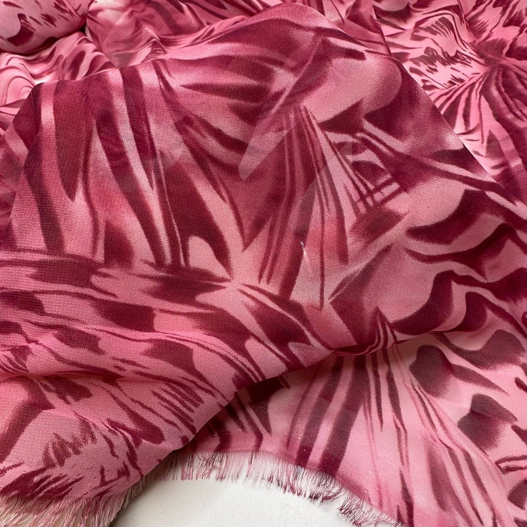 Feel My Love - Chiffon Poly Woven - Pink/Burgundy Abstract - Bundles - True Deadstock fabric Fabric by private - Sustainable Textile | FABCYCLE
