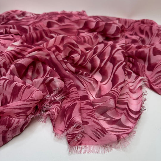 Feel My Love - Chiffon Poly Woven - Pink/Burgundy Abstract - Bundles - True Deadstock fabric Fabric by private - Sustainable Textile | FABCYCLE