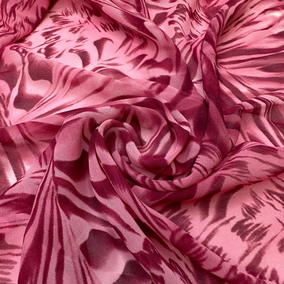 Feel My Love - Chiffon Poly Woven - Pink/Burgundy Abstract - Bundles - True Deadstock fabric Fabric by private - Sustainable Textile | FABCYCLE
