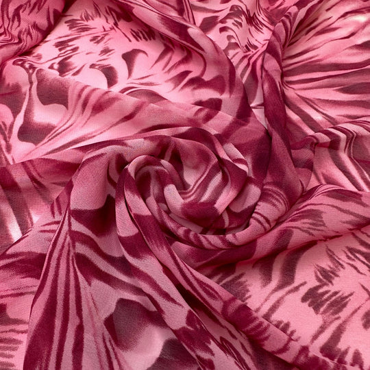 Feel My Love - Chiffon Poly Woven - Pink/Burgundy Abstract - Bundles - True Deadstock fabric Fabric by private - Sustainable Textile | FABCYCLE