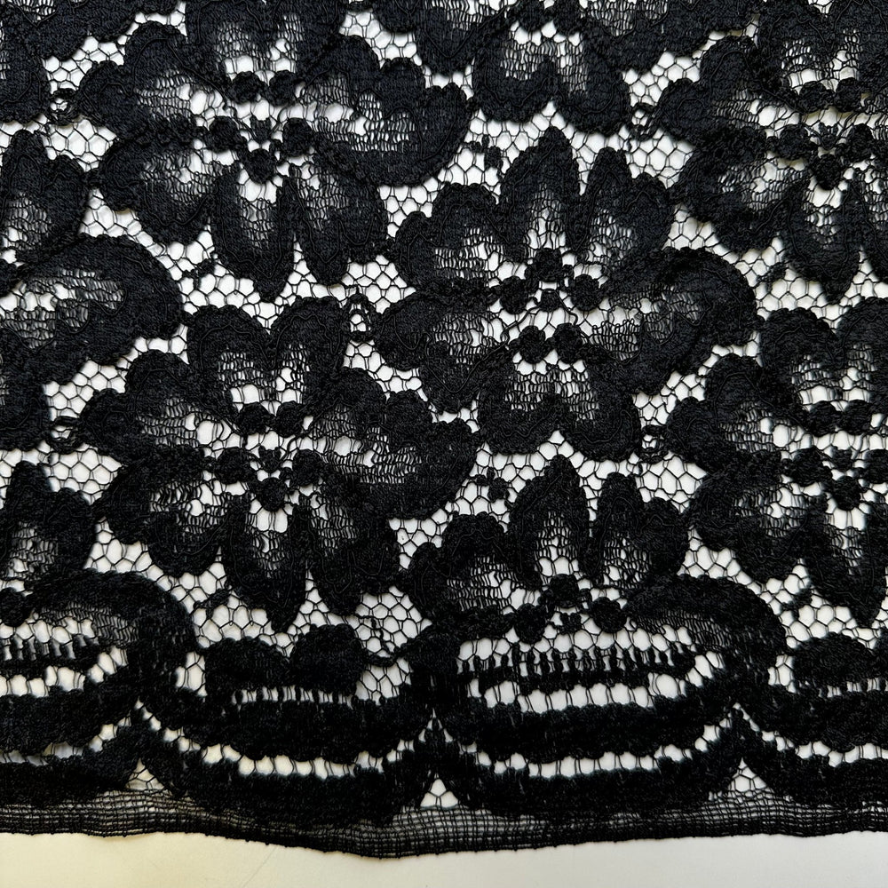 Feel The Drama - Lace Poly Knit - Black Floral - 4M Bundle - True Deadstock fabric Fabric by private - Sustainable Textile | FABCYCLE