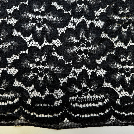 Feel The Drama - Lace Poly Knit - Black Floral - 4M Bundle - True Deadstock fabric Fabric by private - Sustainable Textile | FABCYCLE