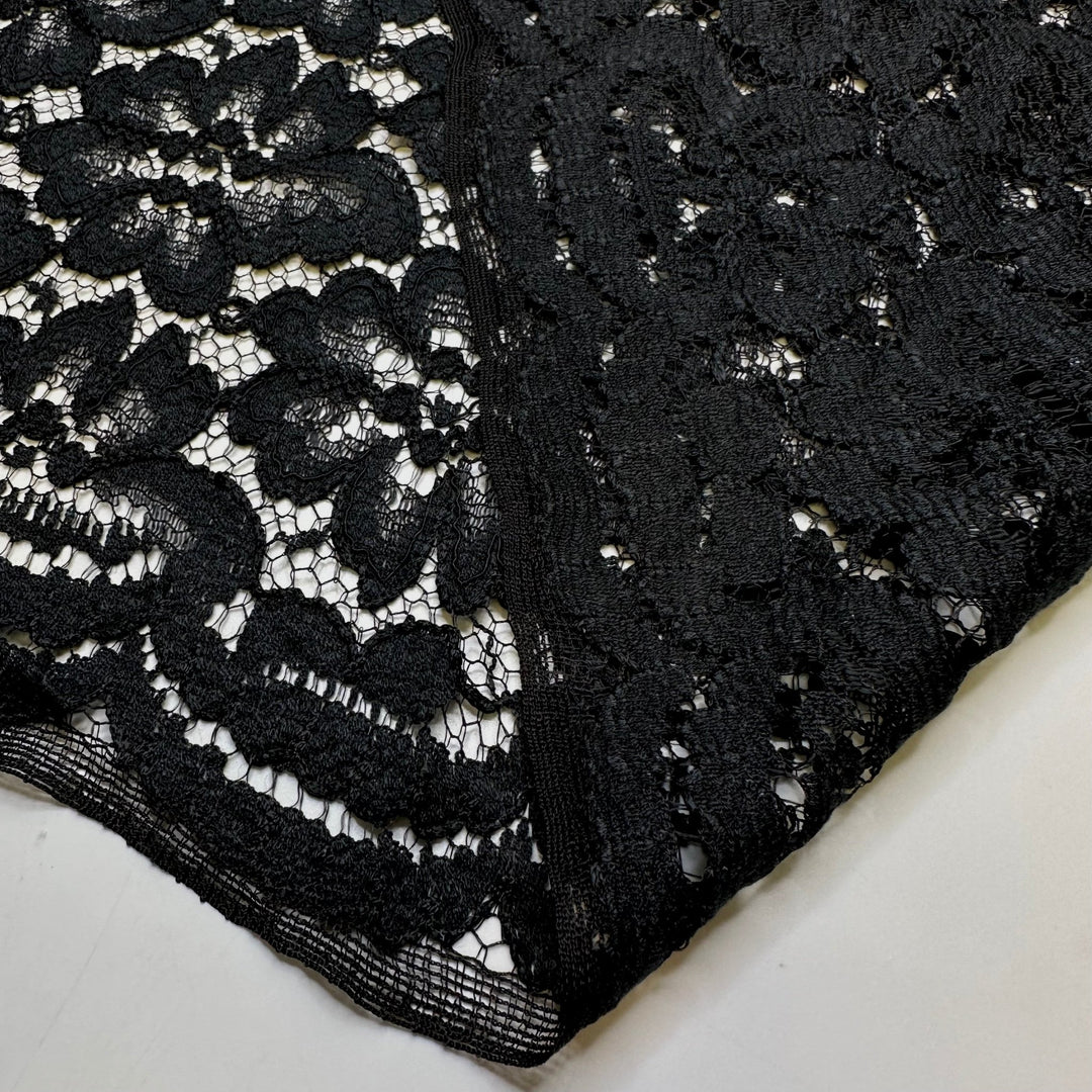Feel The Drama - Lace Poly Knit - Black Floral - 4M Bundle - True Deadstock fabric Fabric by private - Sustainable Textile | FABCYCLE