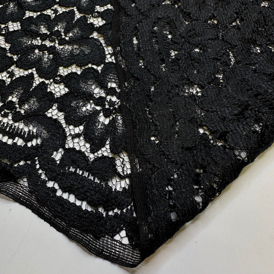 Feel The Drama - Lace Poly Knit - Black Floral - 4M Bundle - True Deadstock fabric Fabric by private - Sustainable Textile | FABCYCLE