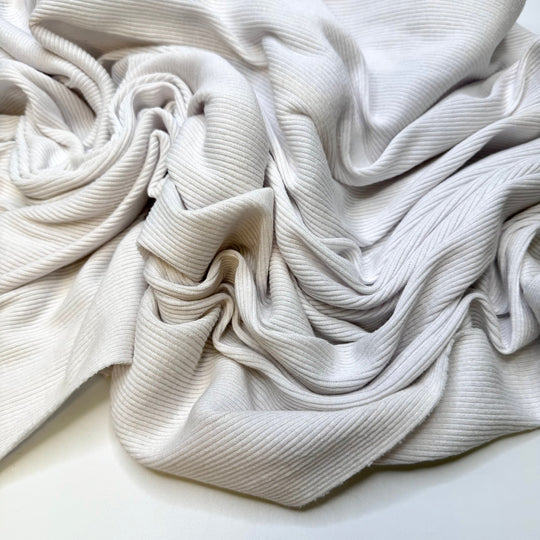 Feeling Inspired - Rib Knit Cotton Blend Knit - White - 0.9M Bundle - True Deadstock fabric Fabric by private - Sustainable Textile | FABCYCLE