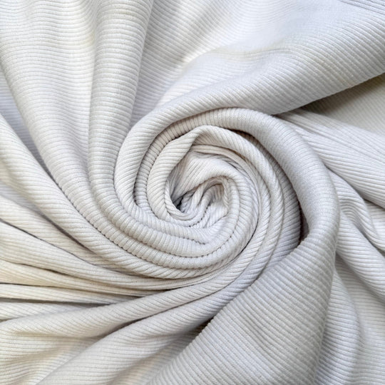 Feeling Inspired - Rib Knit Cotton Blend Knit - White - 0.9M Bundle - True Deadstock fabric Fabric by private - Sustainable Textile | FABCYCLE