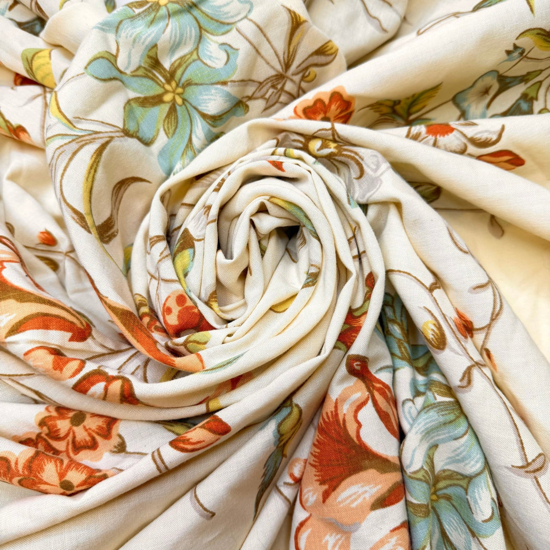 Feeling Like A Kid Again - Cotton Woven - Cream Multi Floral - 2M Bundle - True Deadstock fabric Fabric by private - Sustainable Textile | FABCYCLE