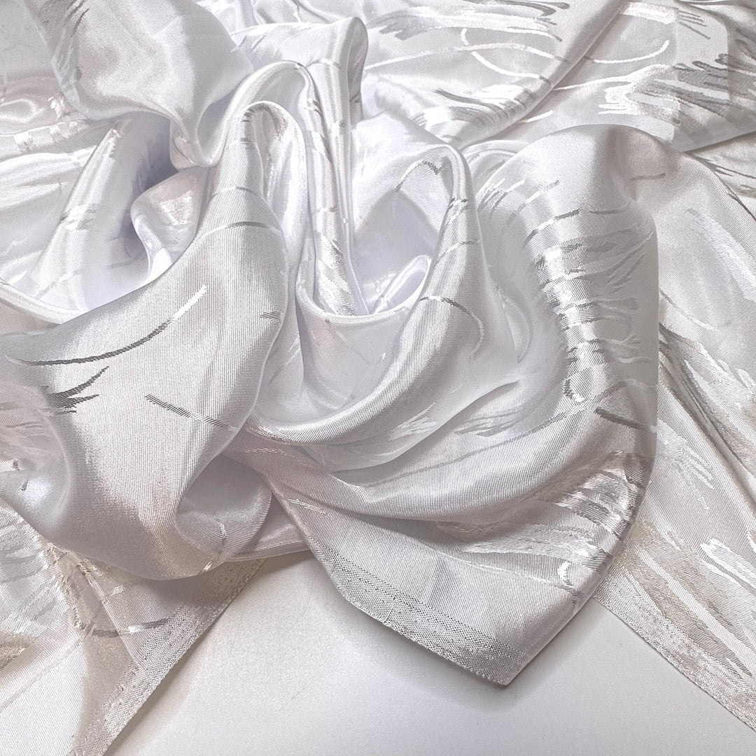 Feeling The Wind In Your Hair - Poly Woven - White Abstract - 1.85M Bundle - True Deadstock fabric Fabric by private - Sustainable Textile | FABCYCLE