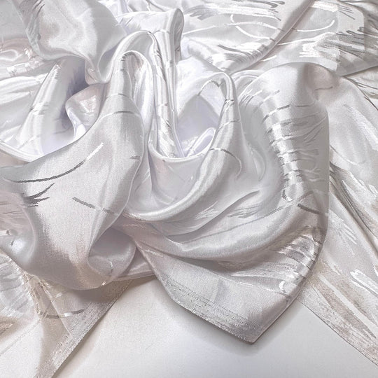 Feeling The Wind In Your Hair - Poly Woven - White Abstract - 1.85M Bundle - True Deadstock fabric Fabric by private - Sustainable Textile | FABCYCLE