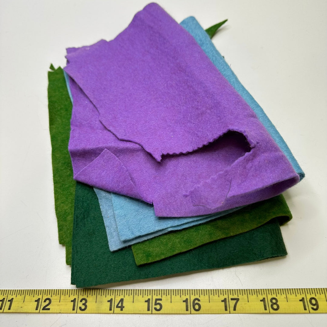 Felt - Green/Blue And Purple - 4 Pack - True Deadstock supplies Fabric by private - Sustainable Textile | FABCYCLE