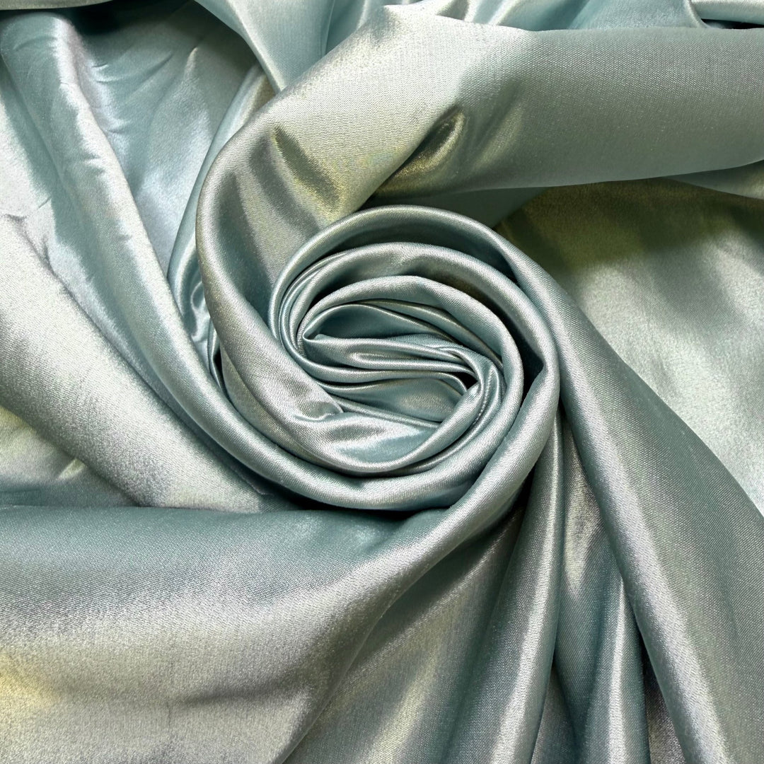 Festive Dinnerware - Satin Polyester Blend Woven - Light Blue - 1.9M Bundle - True Deadstock fabric Fabric by private - Sustainable Textile | FABCYCLE