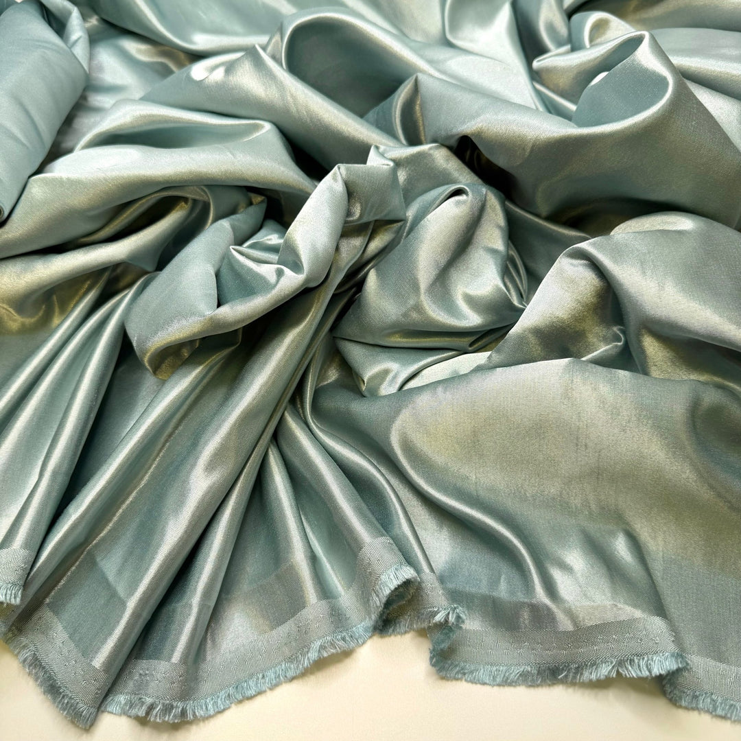 Festive Dinnerware - Satin Polyester Blend Woven - Light Blue - 1.9M Bundle - True Deadstock fabric Fabric by private - Sustainable Textile | FABCYCLE