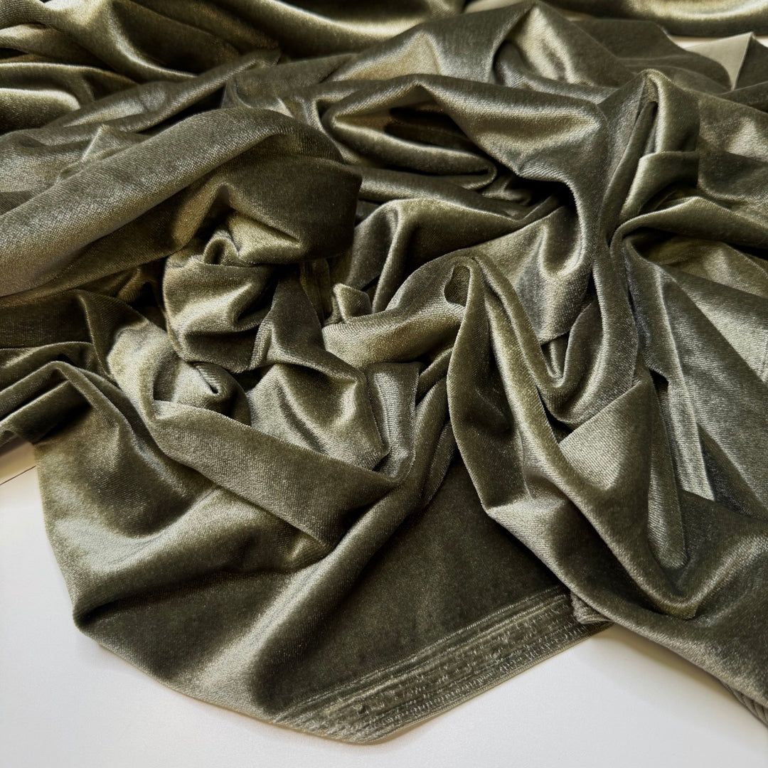 Festive Matching Outfits - Knitted Velour Polyester Blend Knit - Green - Bundles - True Deadstock fabric Fabric by private - Sustainable Textile | FABCYCLE