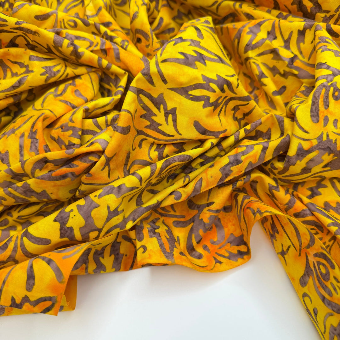 Finally Finishing That Project - Batik Cotton Woven - Yellow/Purple Floral - 1.3M Bundle - True Deadstock fabric Fabric by private - Sustainable Textile | FABCYCLE