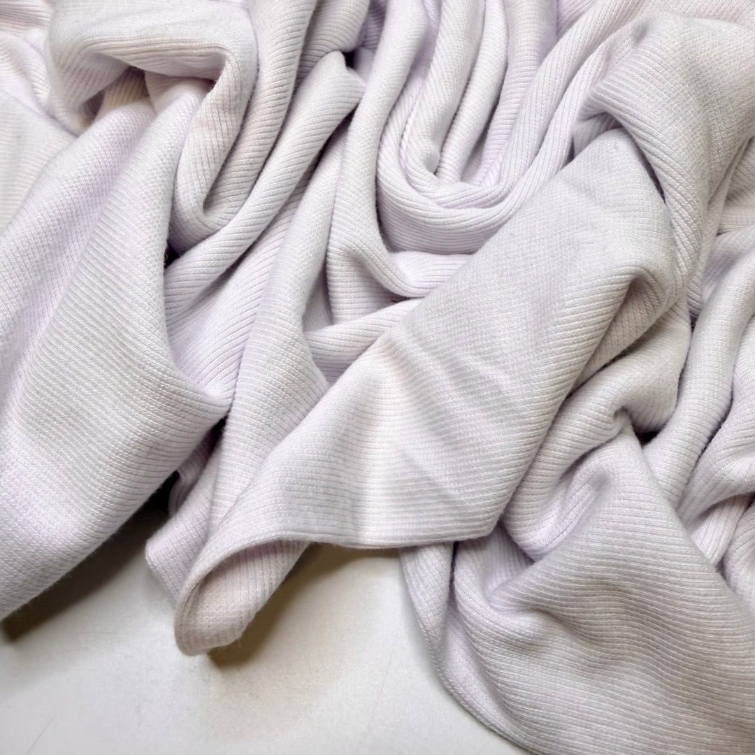 Finding Cool Rocks - Tubular Rib Knit Bamboo Blend Knit - White - 1.75M Bundle - True Deadstock fabric Fabric by private - Sustainable Textile | FABCYCLE