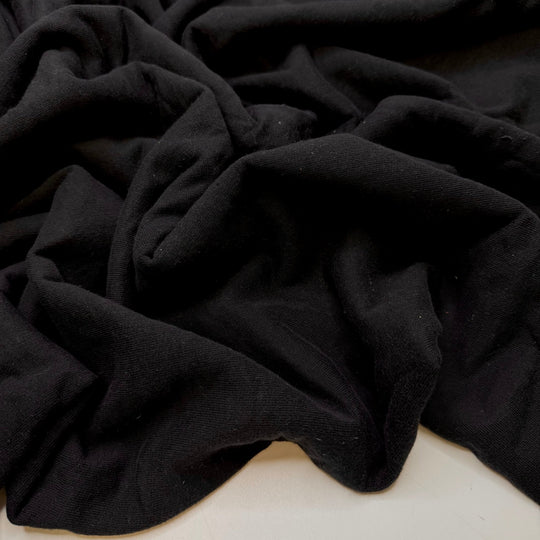 Finding Fungi - Tubular Jersey Fleece Cotton Blend Knit - Black - 0.95M Bundle - True Deadstock fabric Fabric by private - Sustainable Textile | FABCYCLE