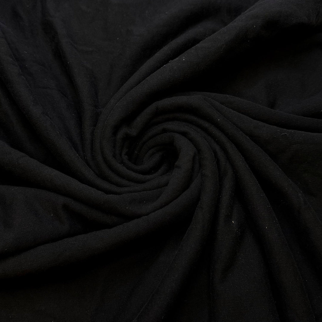 Finding Fungi - Tubular Jersey Fleece Cotton Blend Knit - Black - 0.95M Bundle - True Deadstock fabric Fabric by private - Sustainable Textile | FABCYCLE