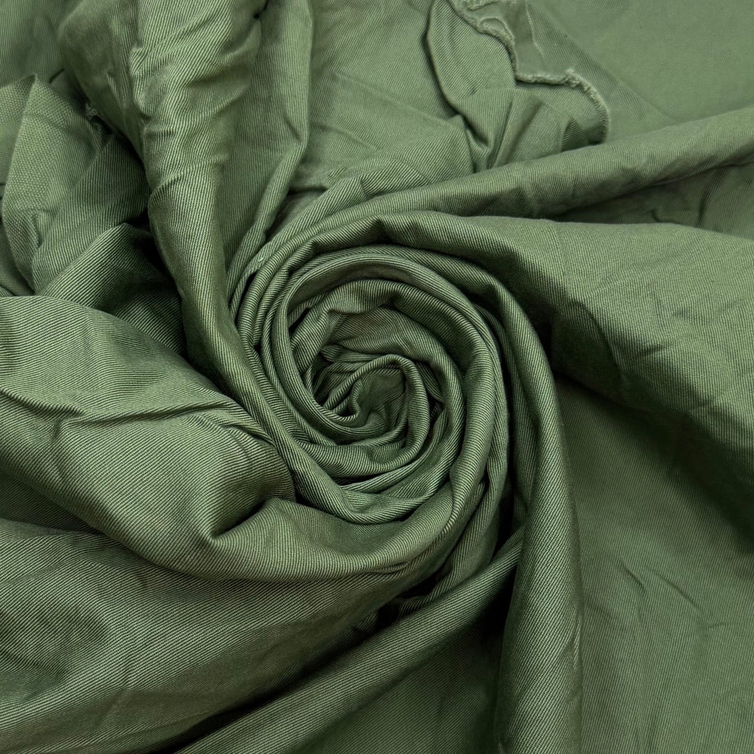 Finding Myself In Every Stitch - Twill Weave Cotton Woven - Green - 2.4M Bundle - True Deadstock fabric Fabric by private - Sustainable Textile | FABCYCLE