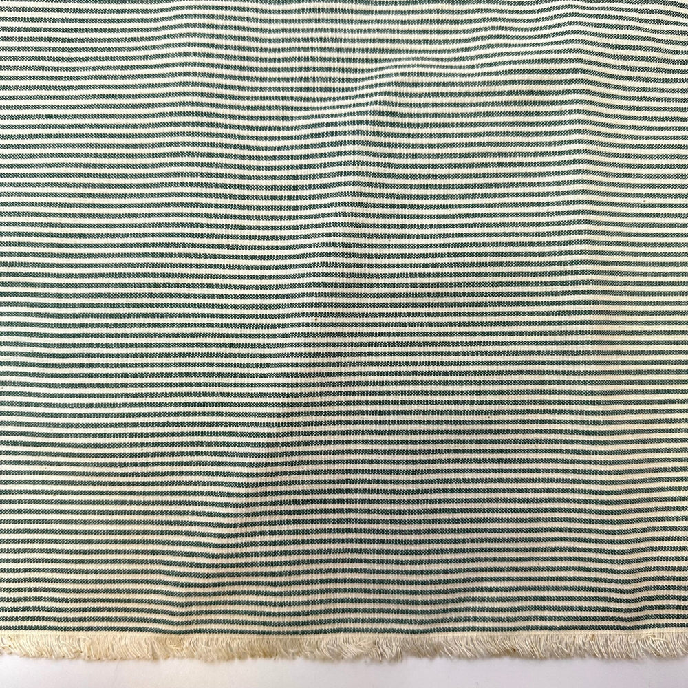 Finding Old Christmas Candy - Vintage Cotton Woven - Cream/Green Stripes - 2.5M Bundle - True Deadstock fabric Fabric by private - Sustainable Textile | FABCYCLE