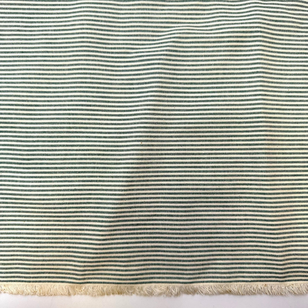 Finding Old Christmas Candy - Vintage Cotton Woven - Cream/Green Stripes - 2.5M Bundle - True Deadstock fabric Fabric by private - Sustainable Textile | FABCYCLE