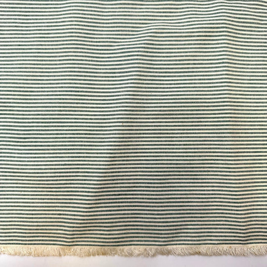 Finding Old Christmas Candy - Vintage Cotton Woven - Cream/Green Stripes - 2.5M Bundle - True Deadstock fabric Fabric by private - Sustainable Textile | FABCYCLE