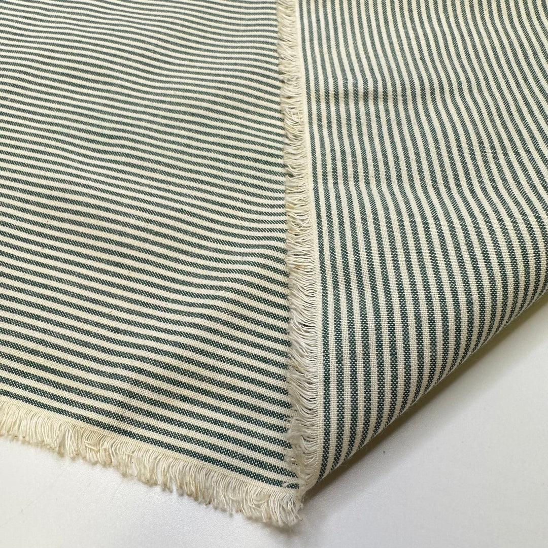 Finding Old Christmas Candy - Vintage Cotton Woven - Cream/Green Stripes - 2.5M Bundle - True Deadstock fabric Fabric by private - Sustainable Textile | FABCYCLE