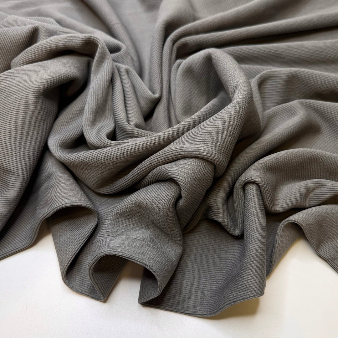 Finding Your Soulmate - Tubular Rib Knit Polyester Blend Knit - Grey - 3.7M Bundle - True Deadstock fabric Fabric by private - Sustainable Textile | FABCYCLE
