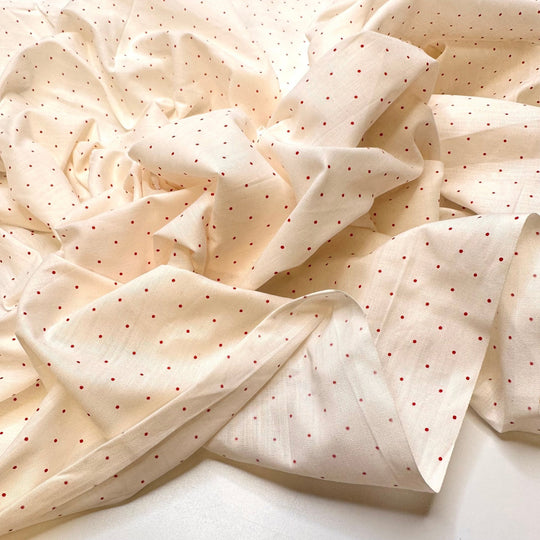 Fire Ants - Cotton Woven - Cream/Red Polka Dots - 3.25M Bundle - True Deadstock fabric Fabric by private - Sustainable Textile | FABCYCLE