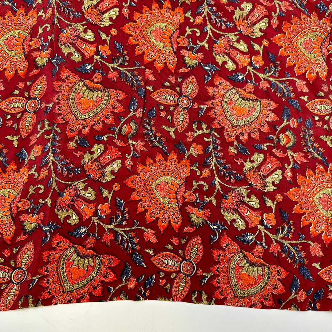 Fire Flowers - Chiffon Silk Woven - Red/Orange Floral - 3.75M Bundle - True Deadstock fabric Fabric by private - Sustainable Textile | FABCYCLE