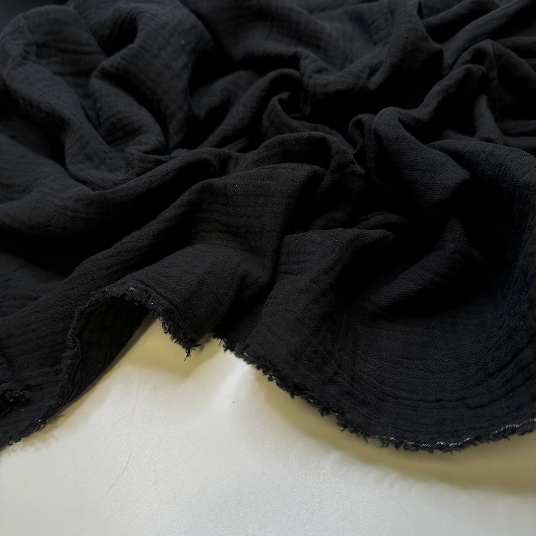 First Pancake Burn - Crinkle Cotton Woven - Black - Bundles - True Deadstock fabric Fabric by private - Sustainable Textile | FABCYCLE