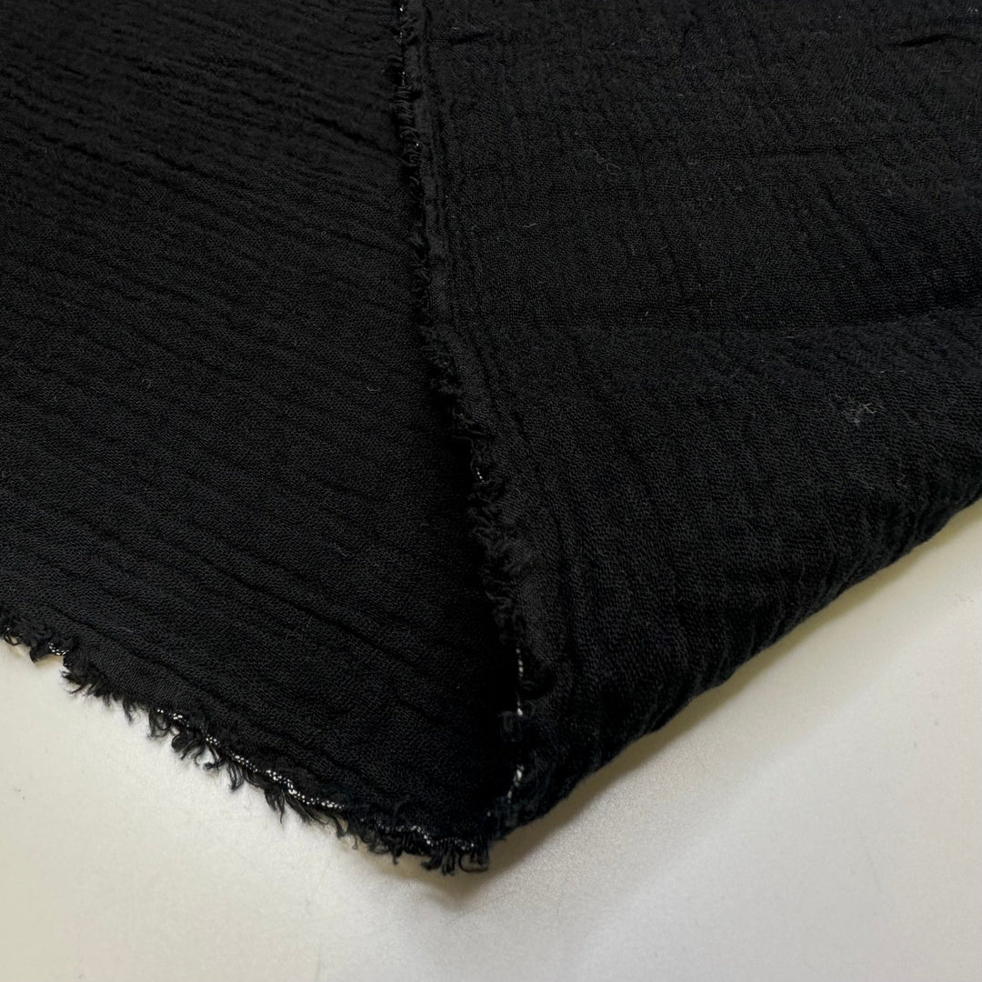 First Pancake Burn - Crinkle Cotton Woven - Black - Bundles - True Deadstock fabric Fabric by private - Sustainable Textile | FABCYCLE